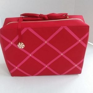 NWOT Estee Lauder Cosmetic Makeup Bag Case Limited Edition Red Pink